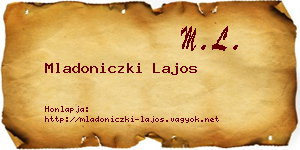Mladoniczki Lajos névjegykártya