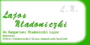 lajos mladoniczki business card
